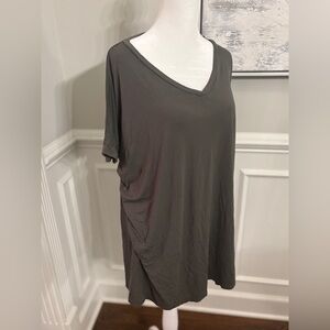 Piko 1988 V-Neck Short Sleeve Tee olive green/gray tunic length